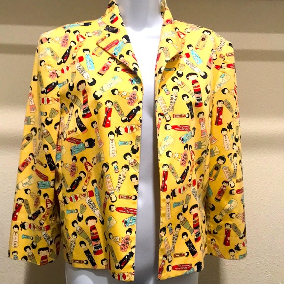 NOUVEAUX Fun & Flirty Asian Inspired Print Jacket - Size 14 - $28 - Picture 1 of 7